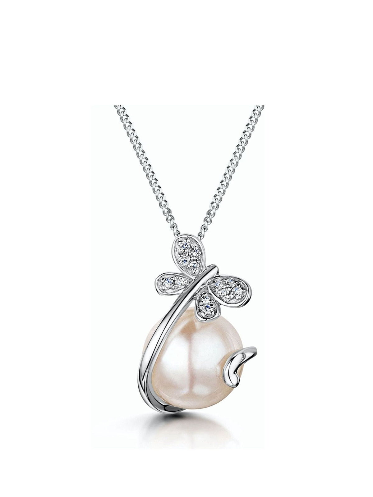 The Diamond Store 9K White Gold Pearl Necklace (British brand)