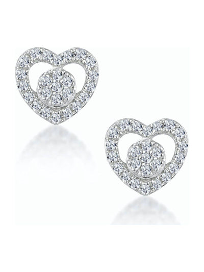Herzförmige Halo-Diamant-Ohrstecker in 9 Karat Weißgold