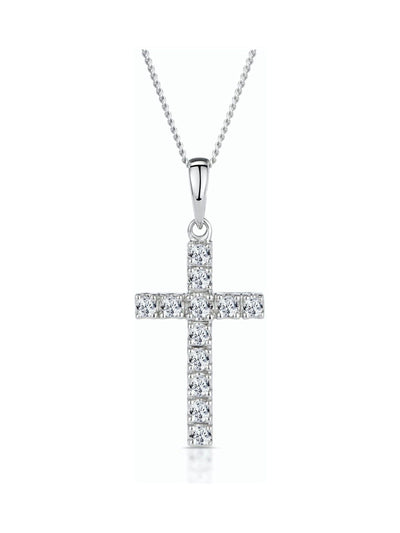 Kreuzanhänger-Halskette mit im Labor gezüchtetem Diamant in Sterlingsilber, 0,22 Karat