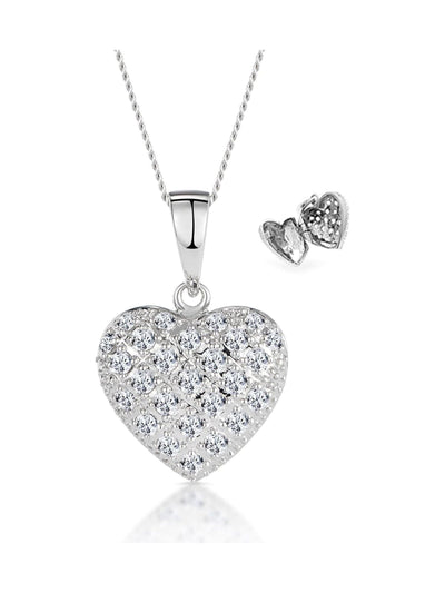White Lab-Grown Diamond 0.50ct Heart Pendant Necklace in 925 Sterling Silver with Adjustable Chain