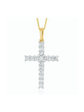 9K Yellow Gold 0.50ct Lab-Grown Diamond Cross Pendant Necklace with Adjustable Chain