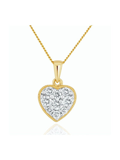 Next The Diamond Store 9K Yellow Gold Lab Diamond Heart Pendant Necklace- Buy online at McGrocer
