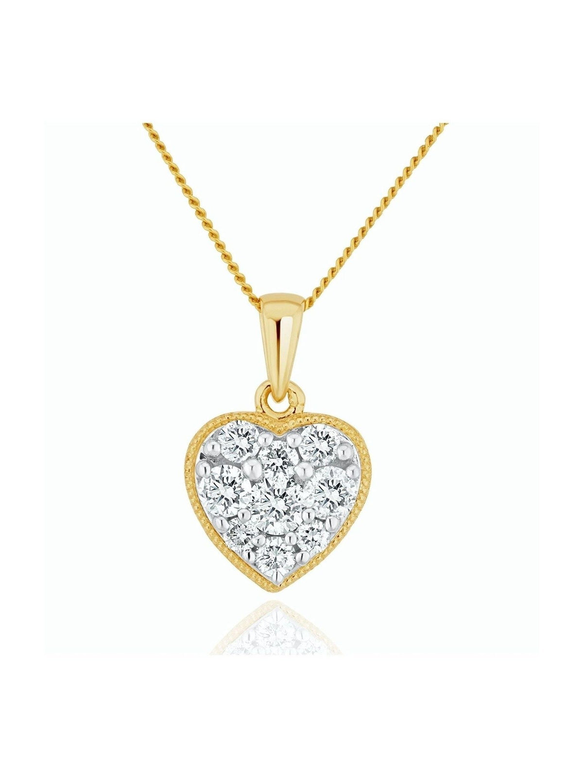The Diamond Store Heart Pendant Necklace 9K Gold 0.50ct (British brand)