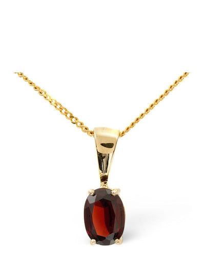 Next The Diamond Store 9K Gold 7mm x 5mm Garnet Pendant Necklace- Buy online at McGrocer