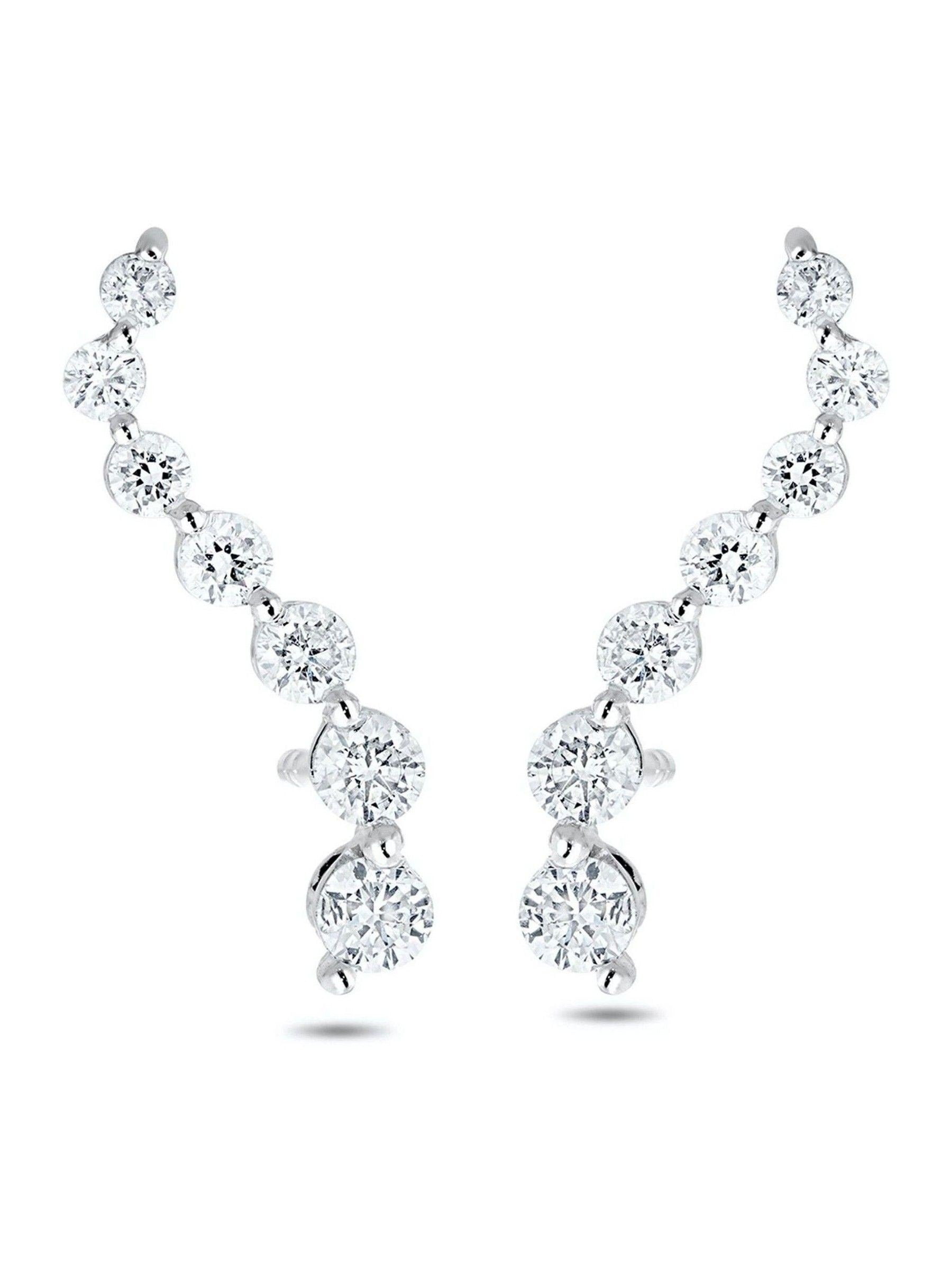 Diamond Store ear climber 9K white gold 0.50ct diamond 17mm - British product