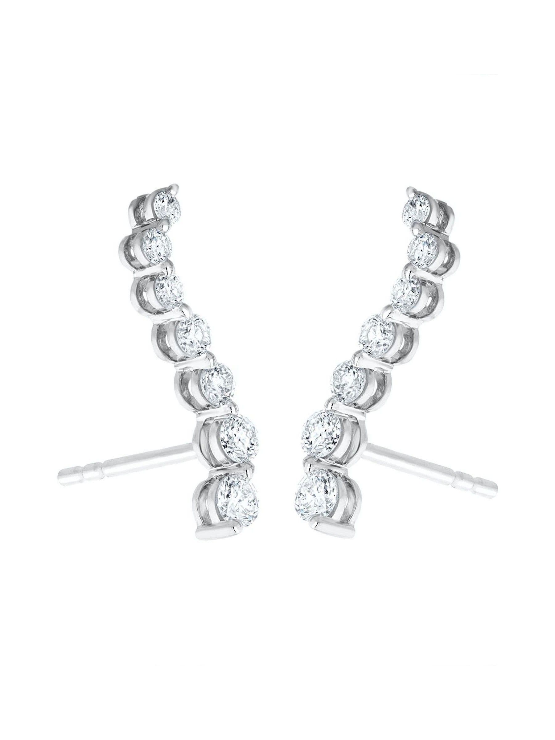 Diamond Store ear climber 9K white gold 0.50ct diamond 17mm - British product