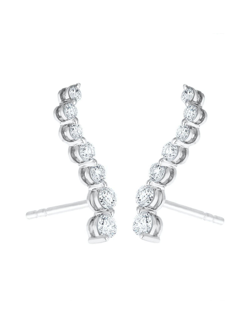 Diamond Store ear climber 9K white gold 0.50ct diamond 17mm - British product
