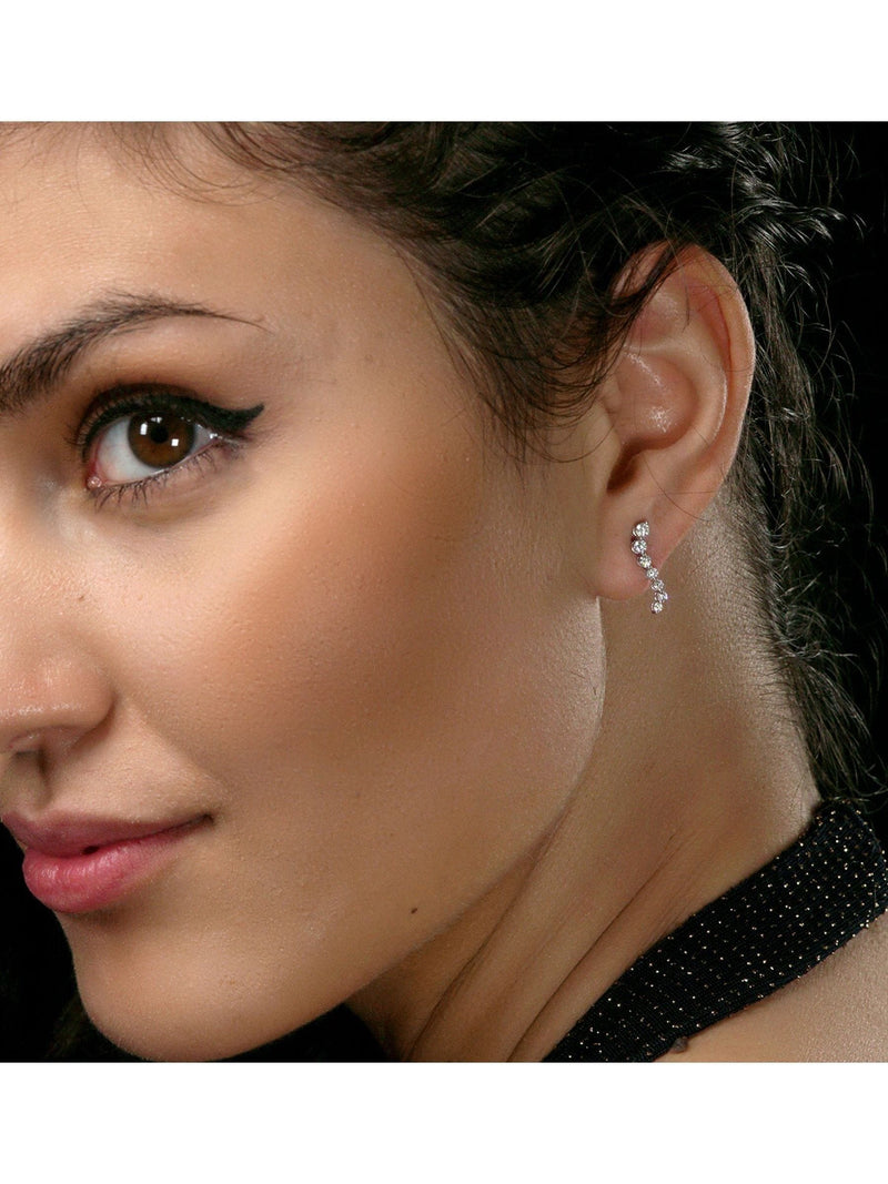 Diamond Store ear climber 9K white gold 0.50ct diamond 17mm - British product