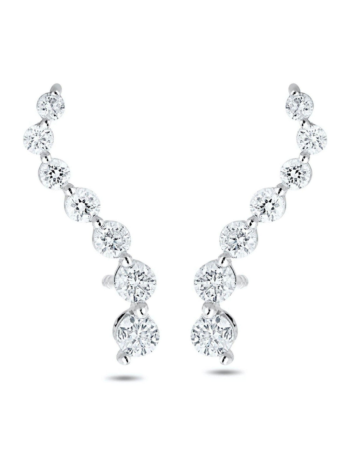 Diamond Store ear climber 9K white gold 0.50ct diamond 17mm - British product