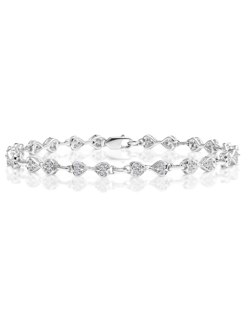 Heart-Shaped 0.25ct Diamond Bracelet in Sterling Silver