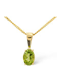The Diamond Store Green Yellow Gold Tone Peridot 7 x 5mm 9K Pendant Necklace