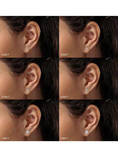 Boucles d'oreilles clous en or blanc 9 carats The Diamond Store avec diamants de laboratoire 0,30 ct