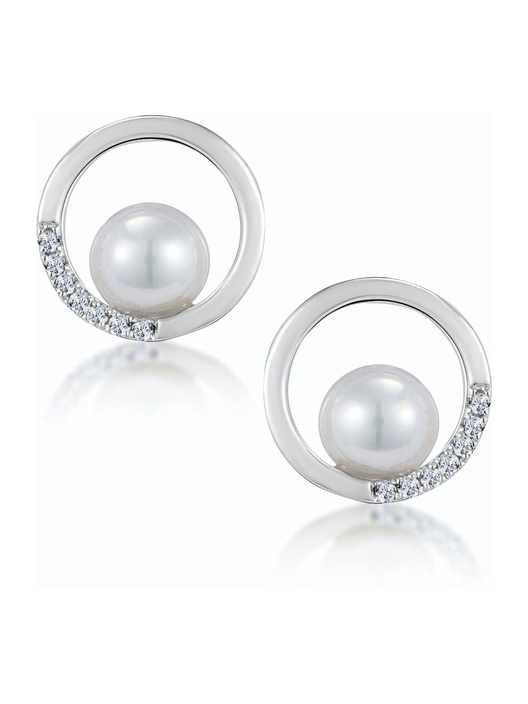 The Diamond Store pearl diamond earrings 9K white gold - British product