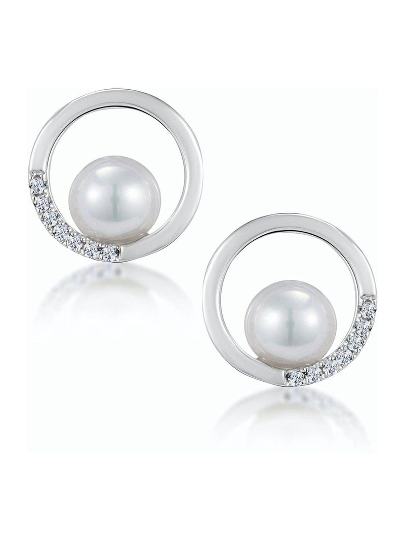 The Diamond Store pearl diamond earrings 9K white gold - British product