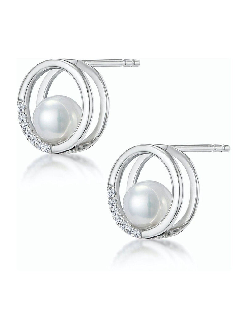 The Diamond Store pearl diamond earrings 9K white gold - British product