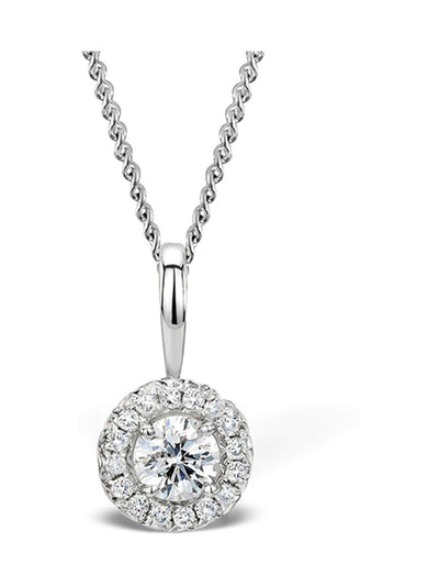 The Diamond Store Natural Ella 0.30ct Halo Lab Diamond Pendant in 9K White Gold