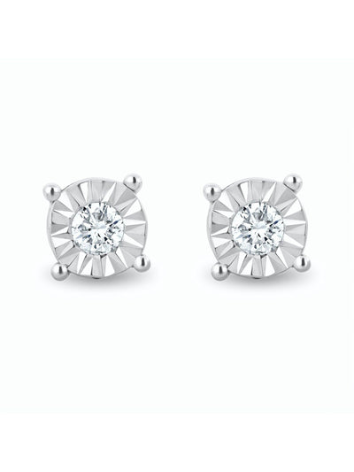 The Diamond Store 925 Sølv 5mm 0.10ct H/Si Laboratoriediamant Ørepynt