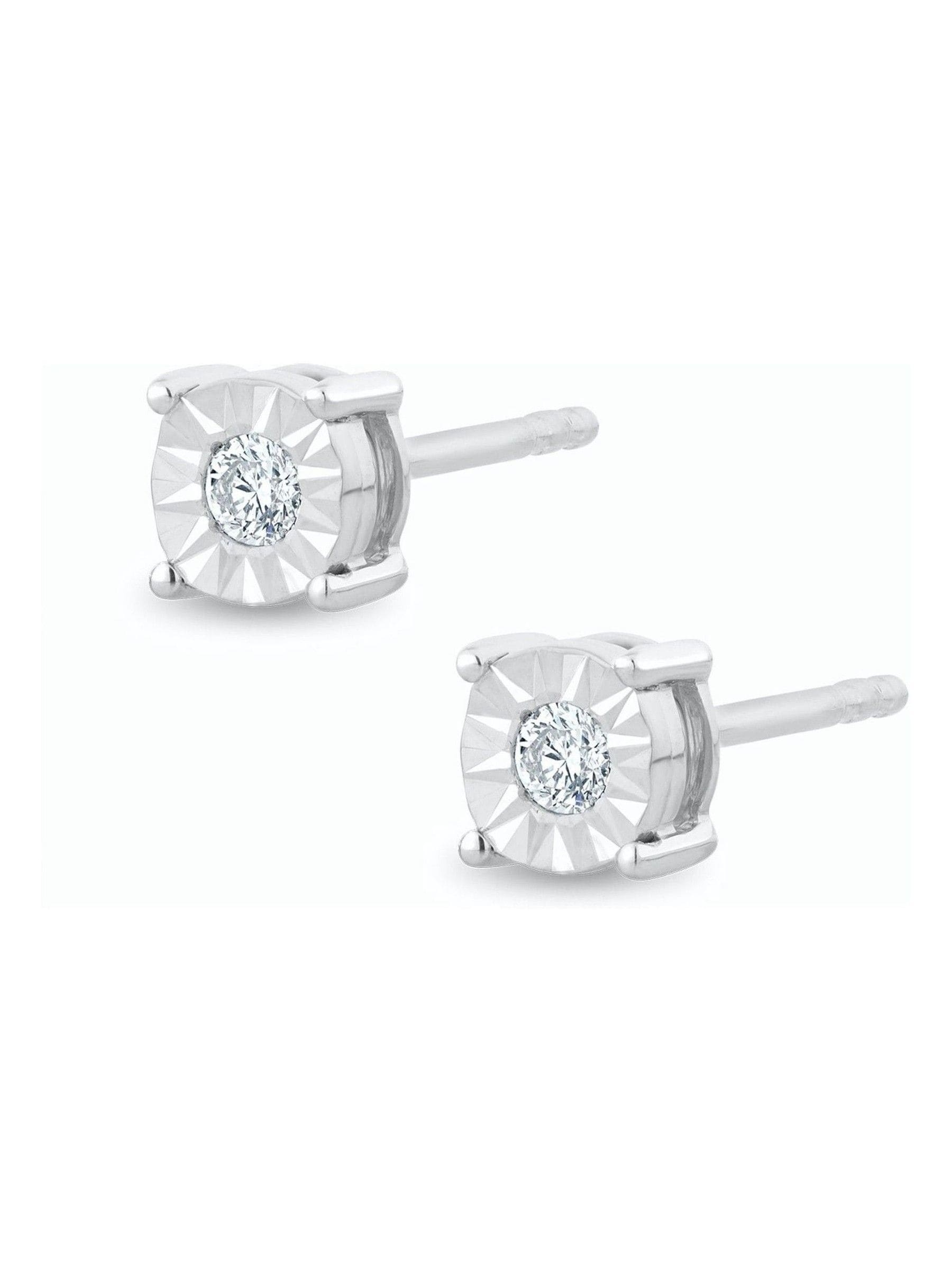 The Diamond Store sterling silver lab diamond stud earrings 5mm 0.10ct - British product