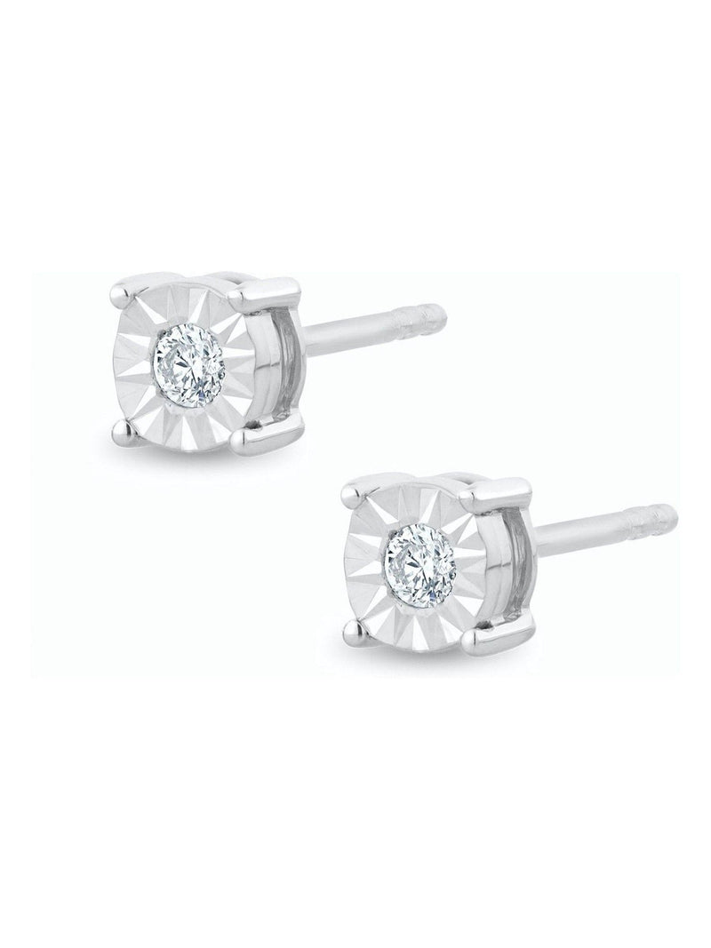 The Diamond Store sterling silver lab diamond stud earrings 5mm 0.10ct - British product