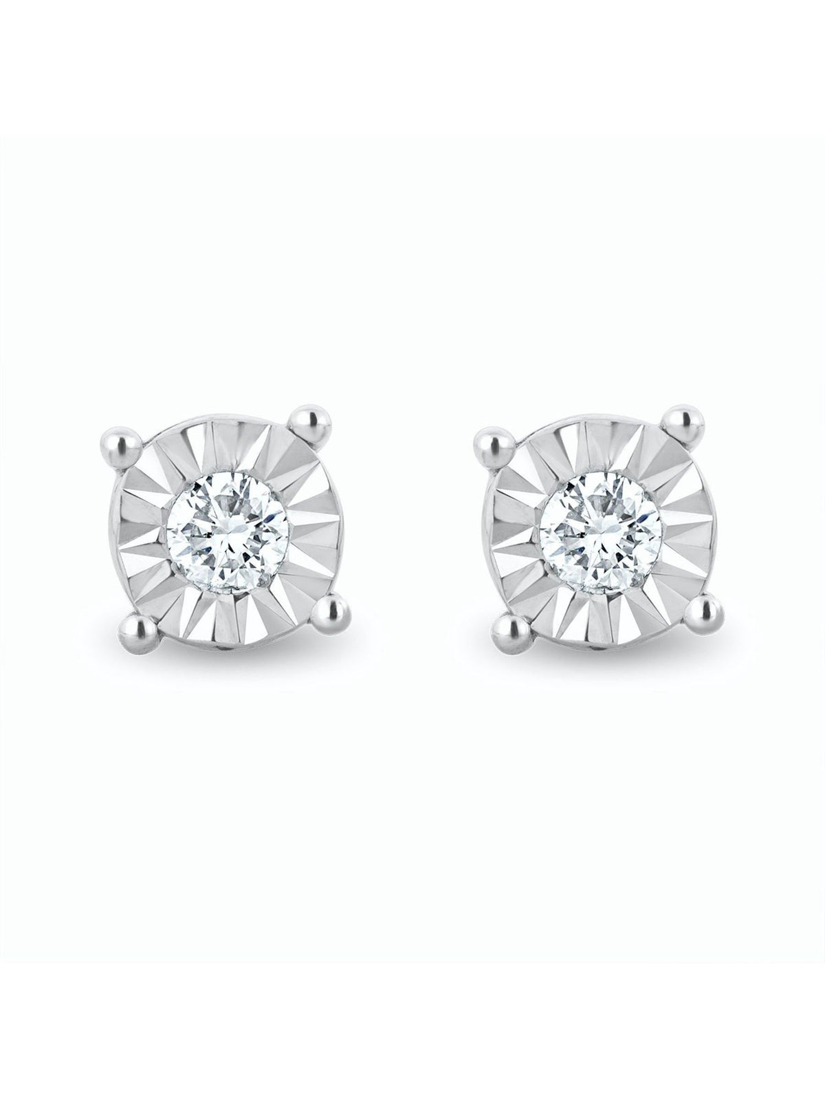 The Diamond Store sterling silver lab diamond stud earrings 5mm 0.10ct - British product