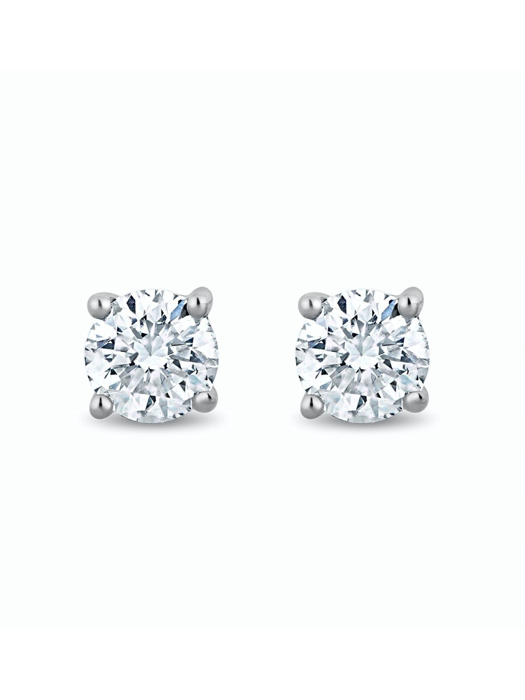 The Diamond Store Silver Tone Lab Diamond Stud Earrings 0.15ct H/Si Quality in 925