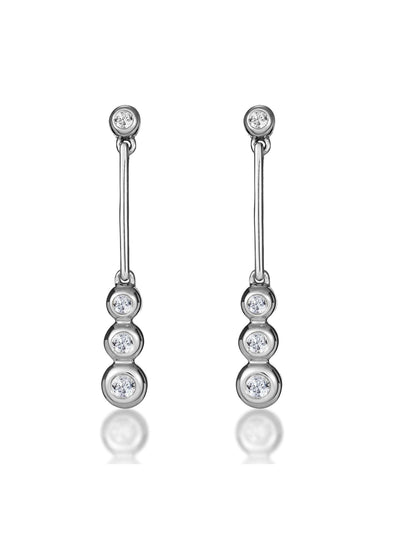 Pendientes colgantes de diamantes de 0.12 ct en oro blanco de 9 quilates