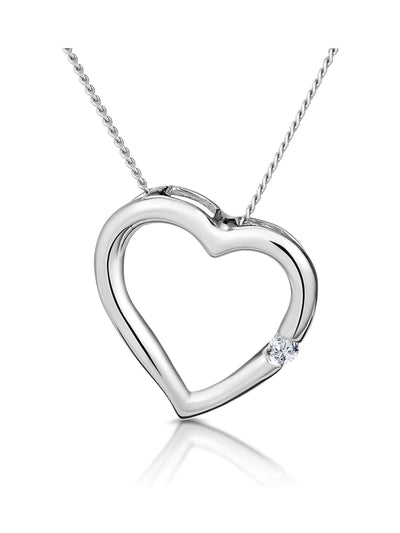 Next The Diamond Store 9K White Gold Diamond Heart Pendant Necklace 13cm- Buy online at McGrocer