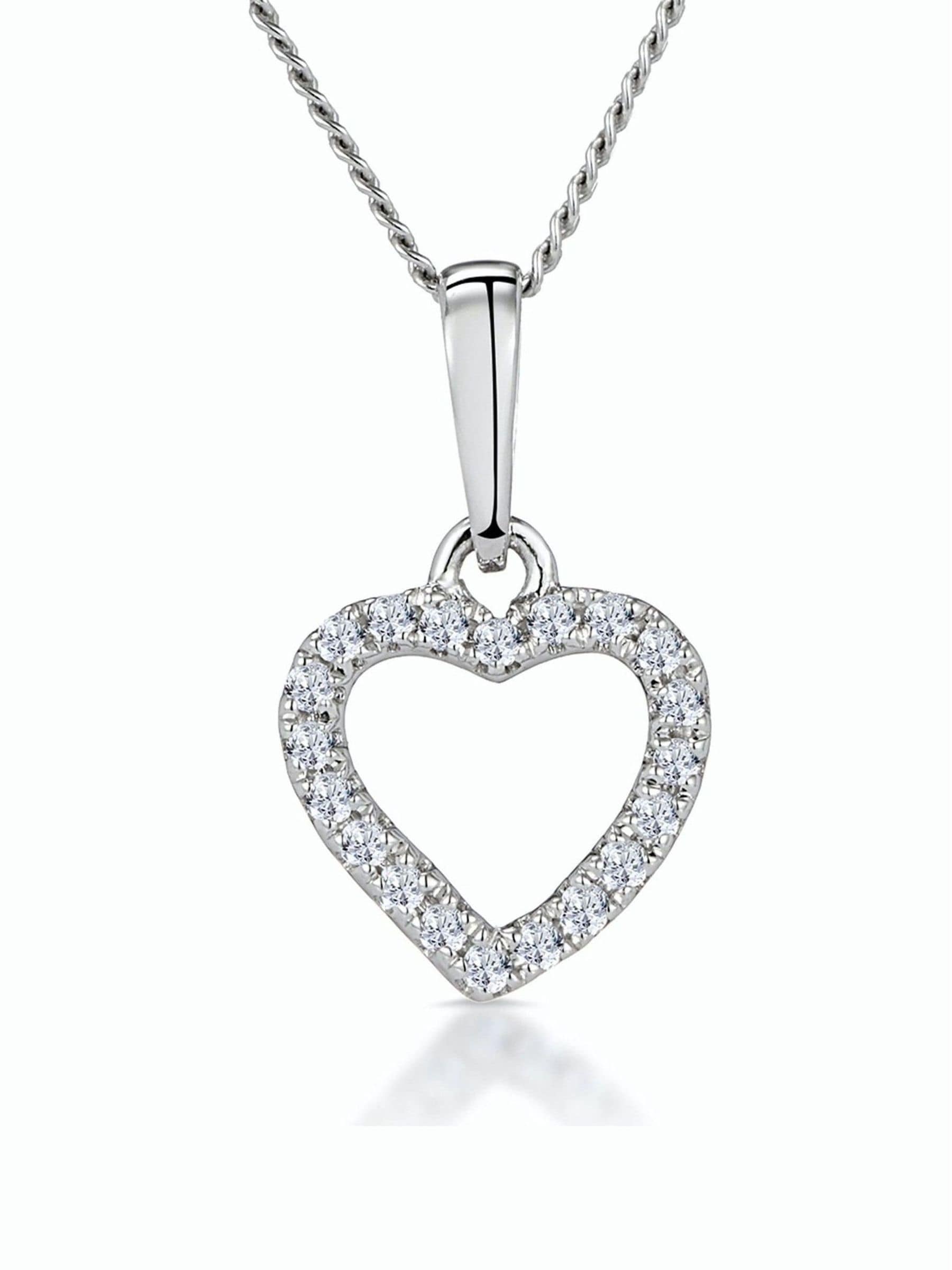 Stellato Diamond Heart Necklace 9K White Gold (British brand)
