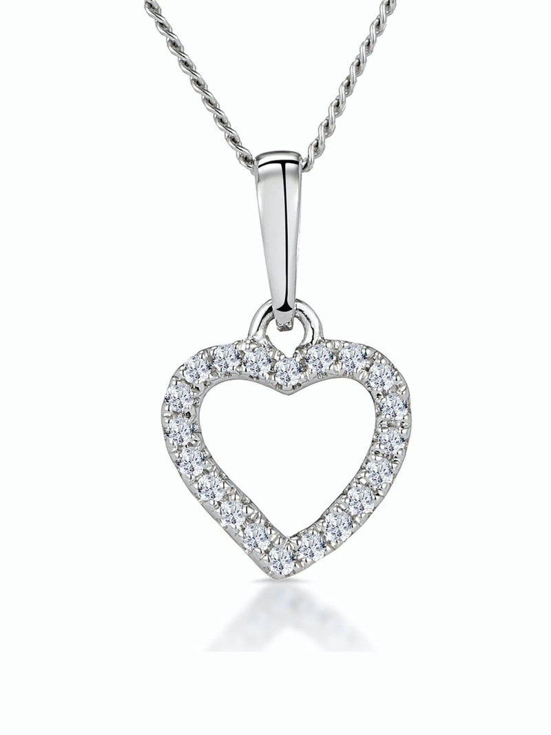 Stellato Diamond Heart Necklace 9K White Gold (British brand)
