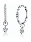 The Diamond Store 9K White Gold Stellato 0.11ct Diamond Encrusted Hoop Heart Earrings