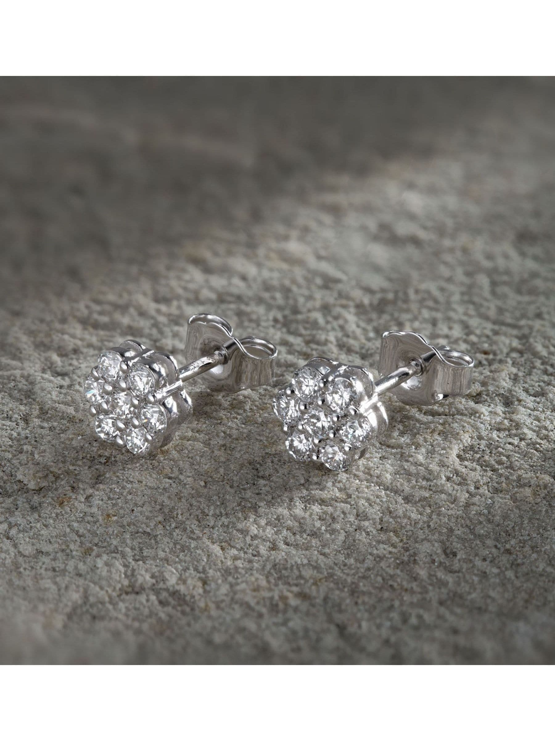 The Diamond Store white gold diamond cluster earrings (British brand)