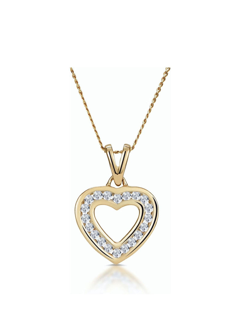 Diamond Store 0.20ct channel set heart necklace 9K gold tone (British brand)