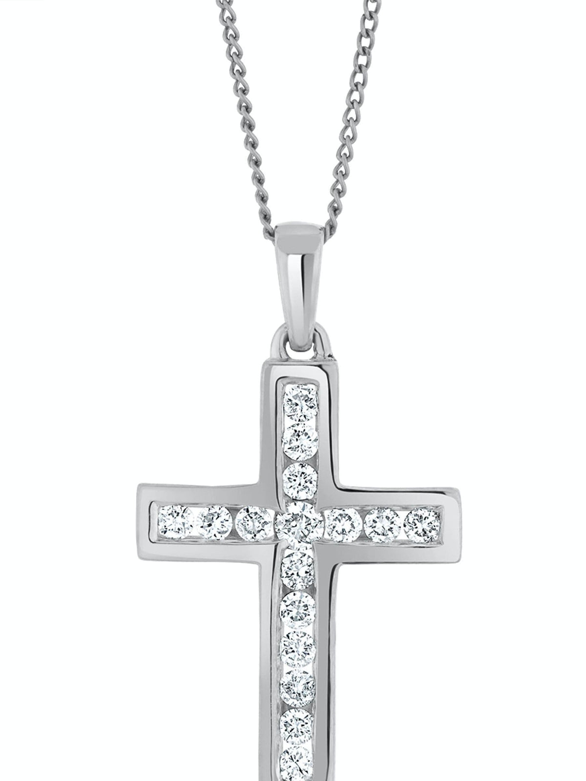 The Diamond Store 9K White Gold 0.25ct H/Si Lab Diamond Cross Necklace