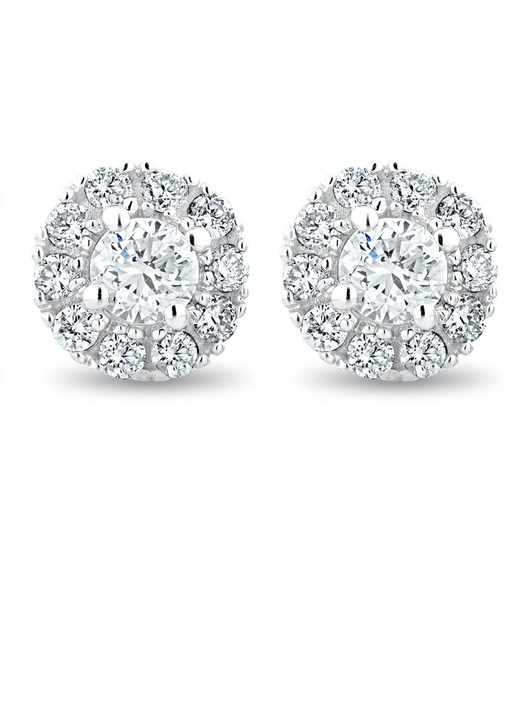 The Diamond Store 9K White Gold Diamond Earrings 6.5mm (British brand)