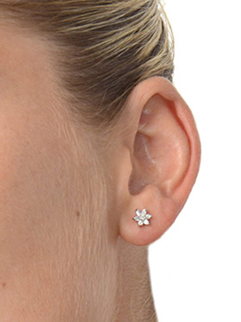 The Diamond Store 9K white gold 0.30ct star cluster earrings 7mm (British brand)