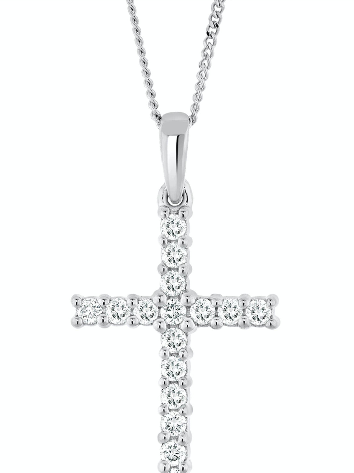The Diamond Store 9K White Gold 0.25ct H/Si Lab Diamond Cross Pendant Necklace
