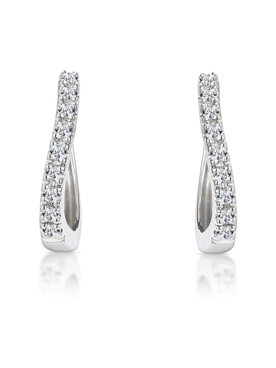 The Diamond Store 9K Weißgold Diamant-Creolen 12mm x 2mm