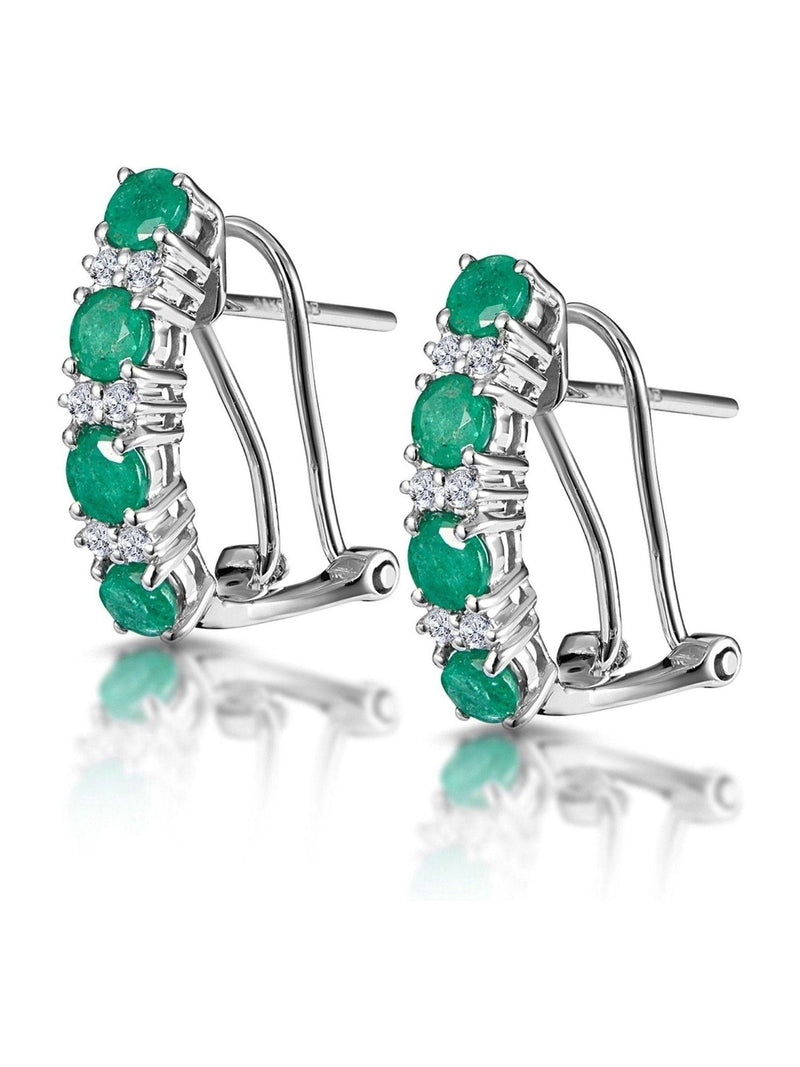 The Diamond Store 9K gold emerald diamond earrings 1.10ct - British product