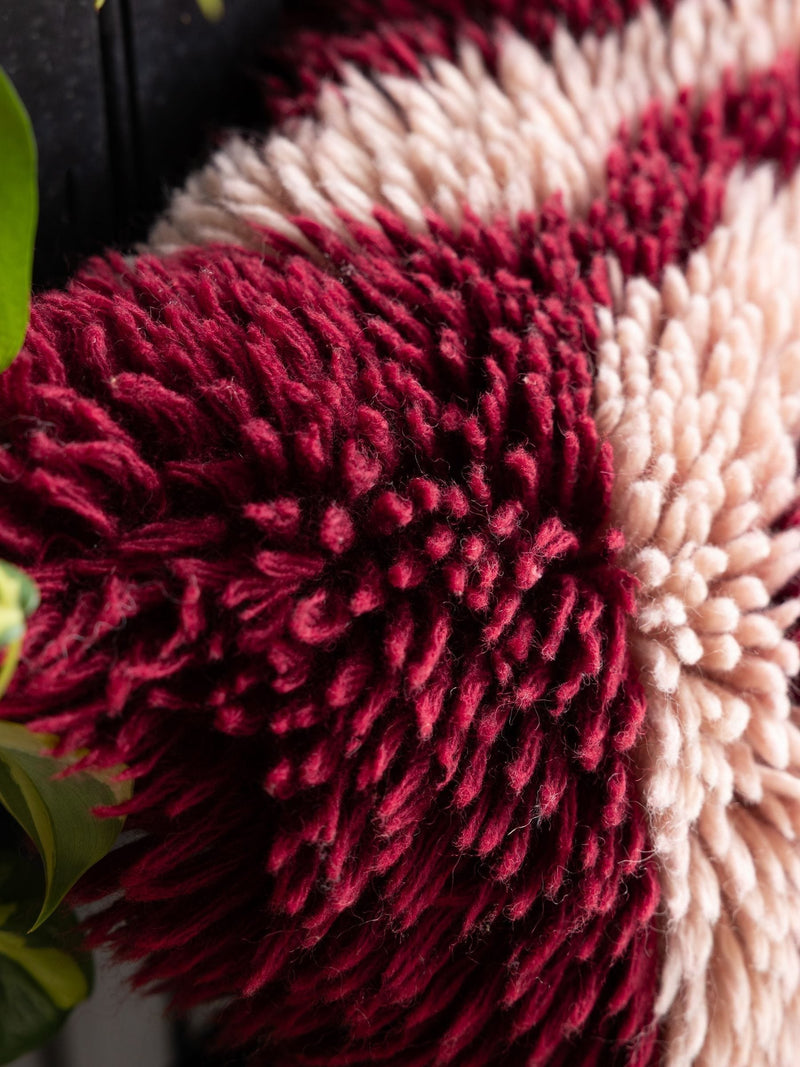 Rockett St George red shaggy berber wool cushion - British product