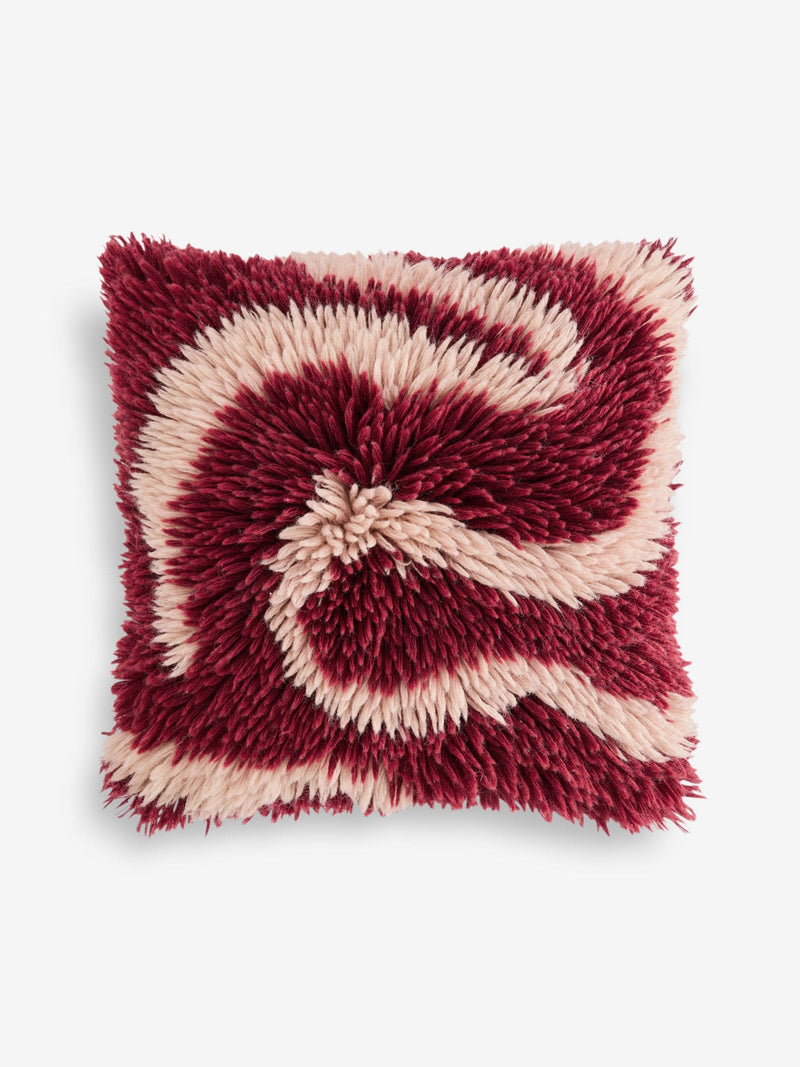 Rockett St George red shaggy berber wool cushion - British product