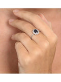 The Diamond Store silver sapphire ring 7x5mm (British brand)