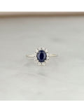 The Diamond Store silver sapphire ring 7x5mm (British brand)