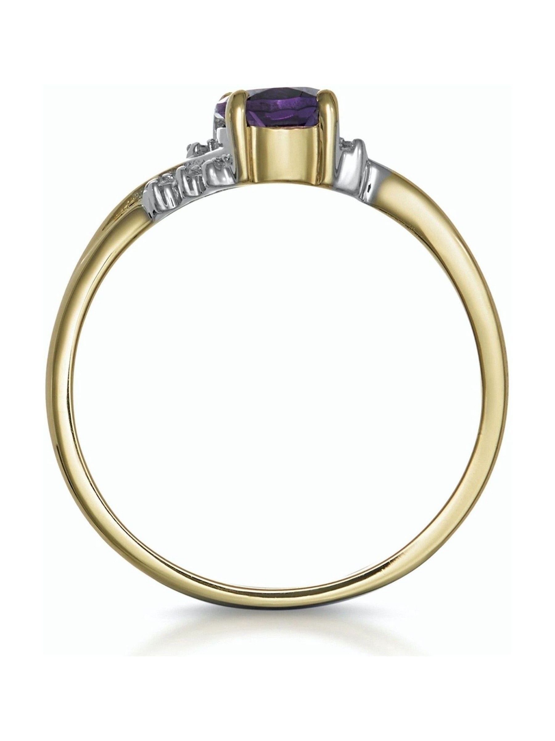 The Diamond Store yellow gold amethyst and diamond ring 0.68ct (British brand)
