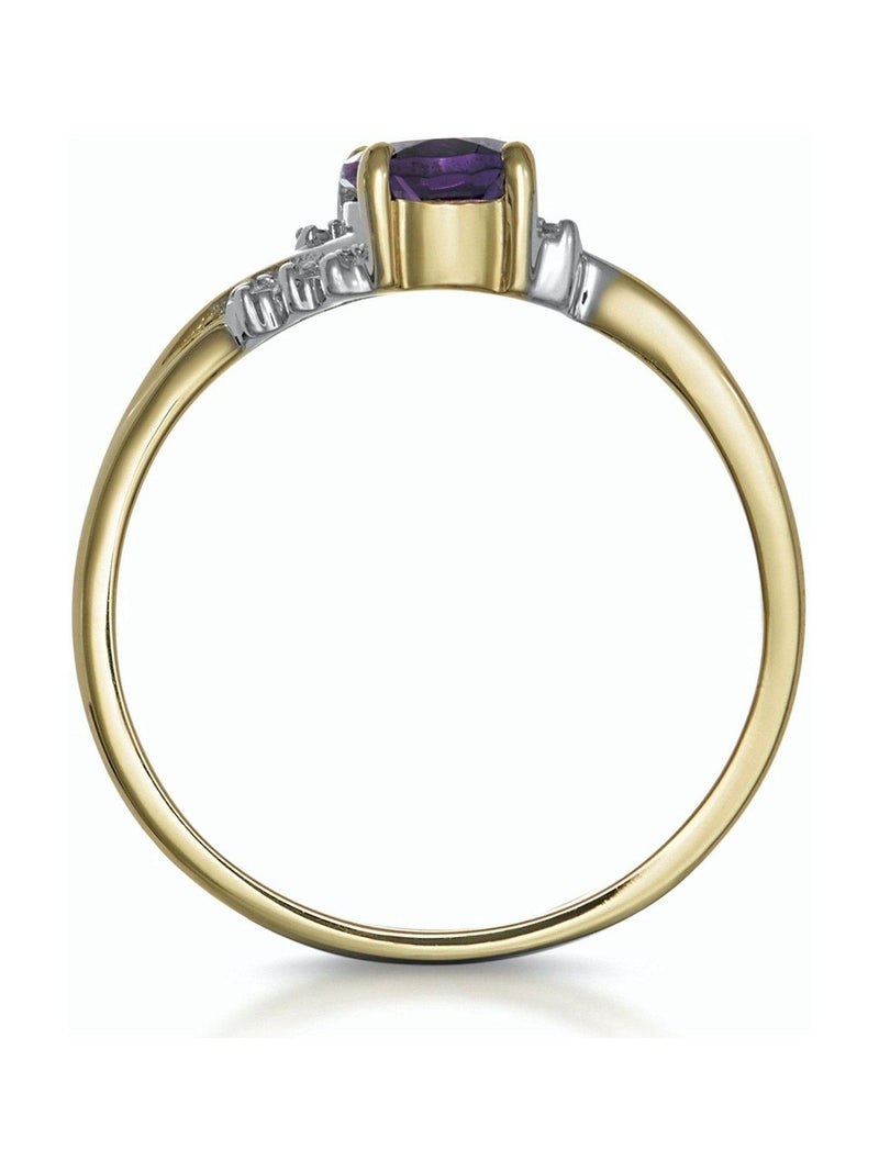The Diamond Store yellow gold amethyst and diamond ring 0.68ct (British brand)