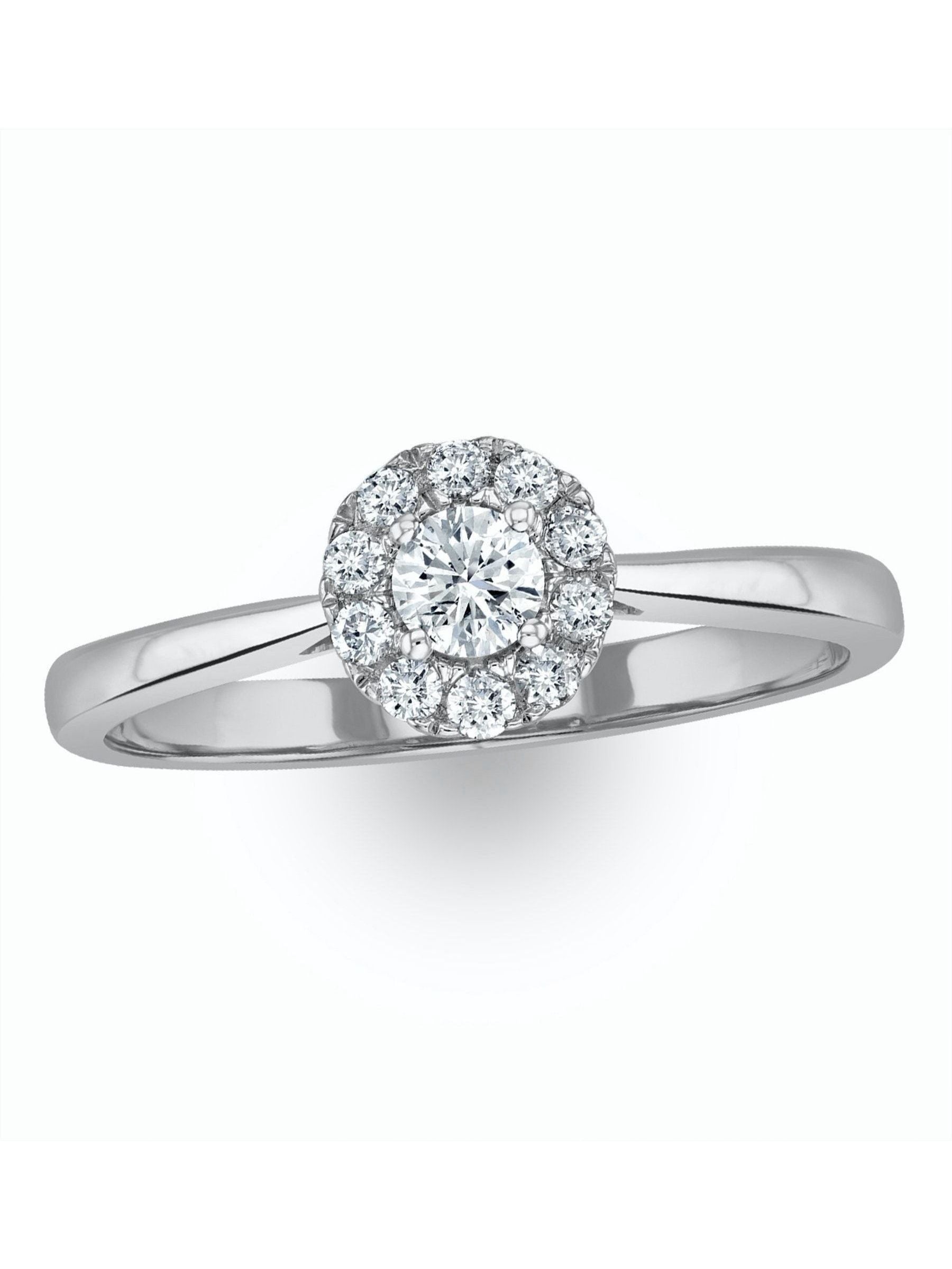 The Diamond Store lab diamond halo ring 9K White 0.25ct (British brand)