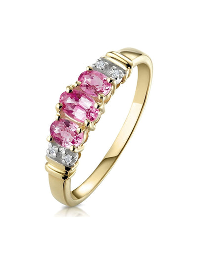 Der Diamond Store 9K Gelbgold Saphir und 0,02ct Diamantring