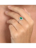 The Diamond Store Sterling Silver Emerald Ring 7x5mm (British brand)