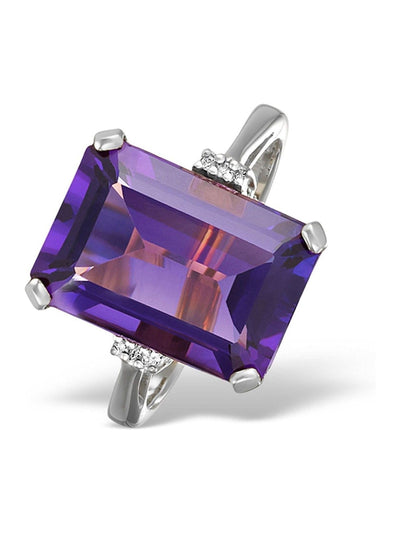 Next The Diamond Store Bague en or blanc 9 carats avec améthyste et diamant 6,40 ct - Acheter en ligne sur McGrocer
