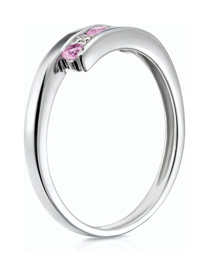 The Diamond Store pink sapphire and diamond ring in 9K white gold, UK version