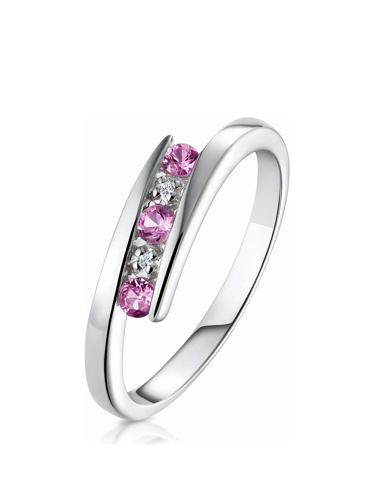 The Diamond Store pink sapphire and diamond ring in 9K white gold, UK version